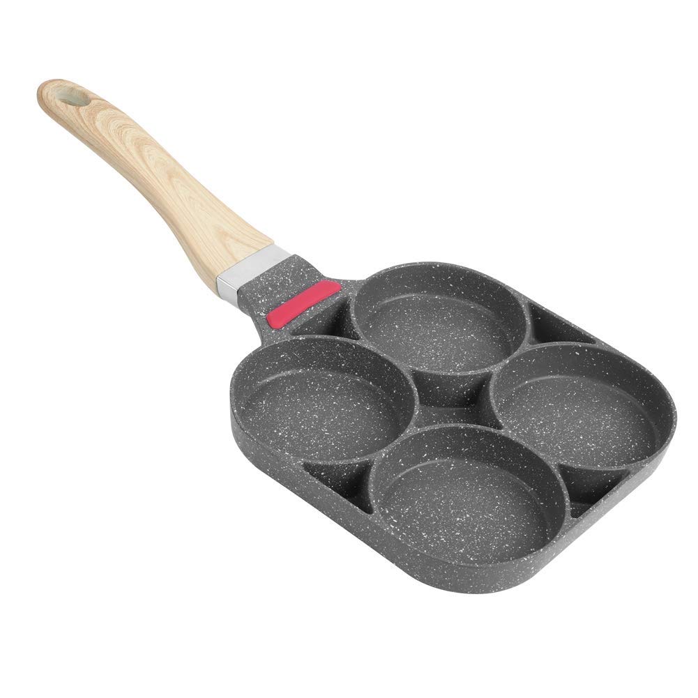 4 Eierpfanne, Multifunktions Antihaft Aluminium Eierpfanne mit Griff für Frühstückspfannkuchen, pochiertes Ei(Support Stove and Induction Cooker)