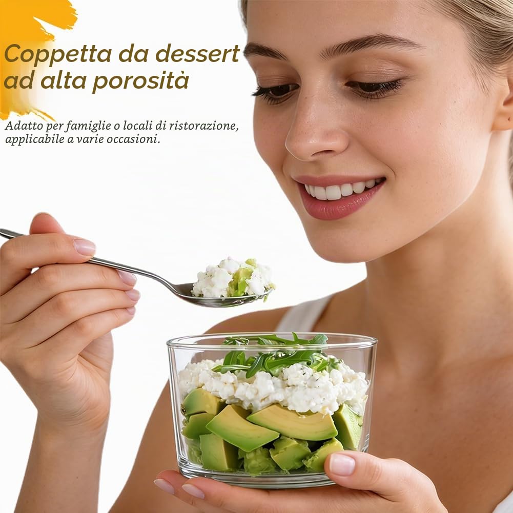 Set di 8 bicchieri da dessert trasparenti da 200 ml, piccole ciotole in vetro per dessert, per tiramisu, panna cotta, gelato, budino, cereali, yogurt, marmellata e dolci