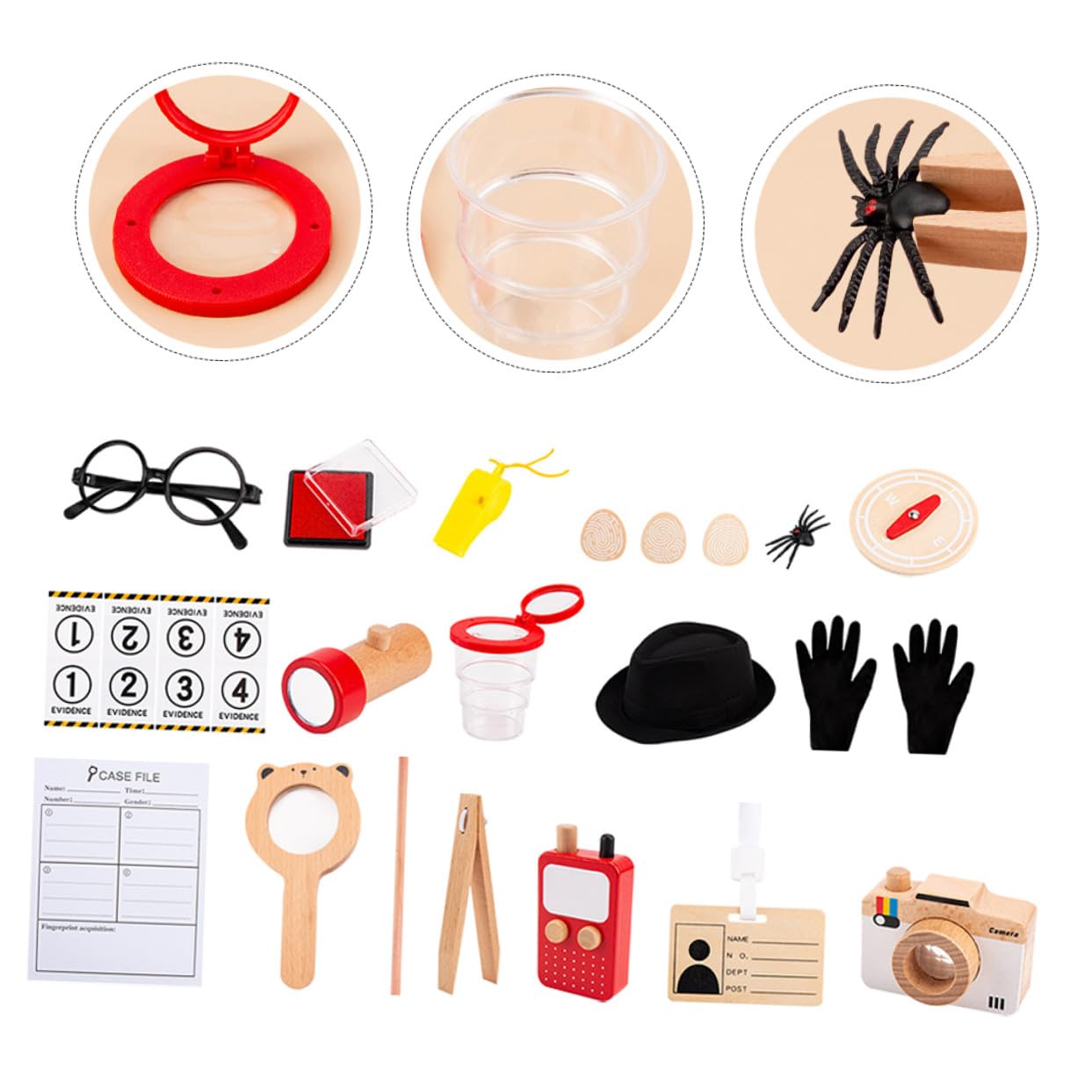 Hohopeti Kit de Detective 3 a 5 Años, Disfraz de Detective Herramientas de Simulación, Juego de Roles para Desarrollo Creativo y Actividades de Espionaje Educativas