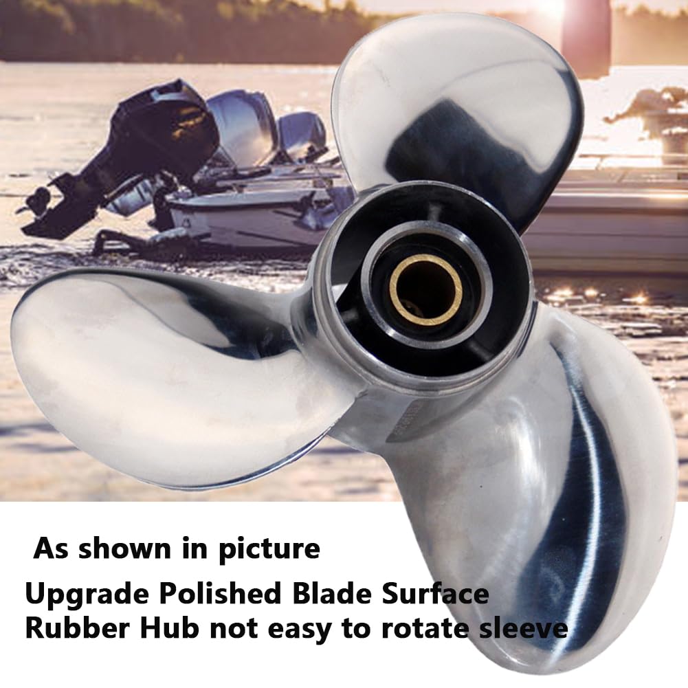 AQUAMAN Außenbord-Propeller (9,25 x 8/9/10/11), passend für Mercury-Motoren 9,9/15/20 PS Tohatsu-Motor 9,9/15/18 PS, 14 Spline (Aluminium/Edelstahl)