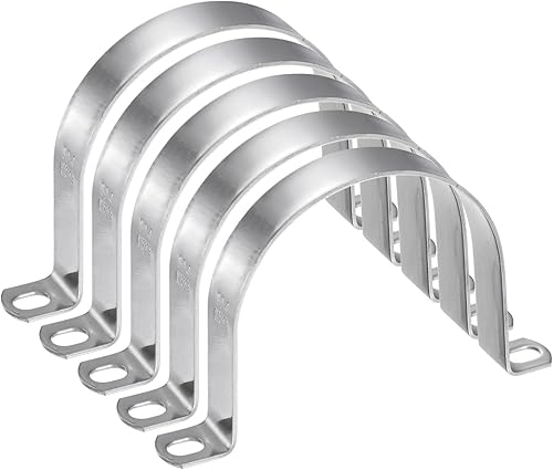 Miniatura 68 de HARFINGTON 5 abrazaderas de conducto de 4 1/4 pulgadas y 4.252 in, abrazadera de tubo M108 U, correa de tubo rígida de acero inoxidable, soporte