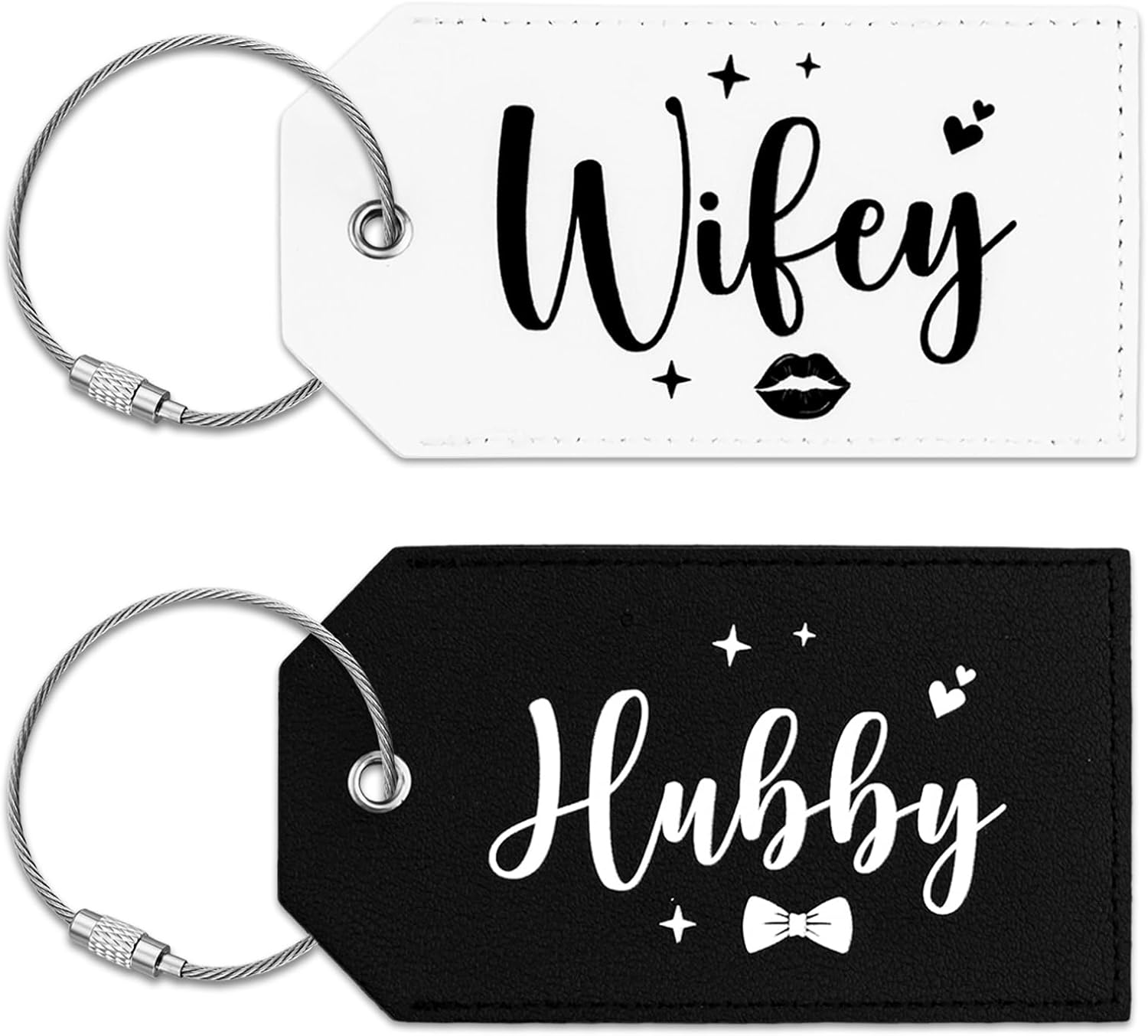 Hubby and Wifey Luggage Tags Set for Couples Honeymoon Travel Essentials Bridal Shower Gifts Engagement Gifts for Couples Travel Gifts for Couple Honeymoon Gift Just Married Gift