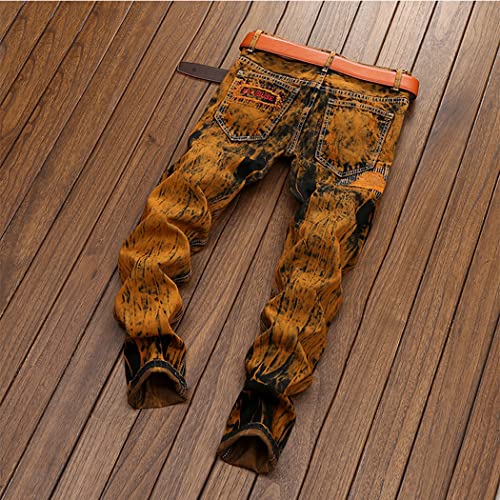 XYGJZ Men's Fashion Biker Jeans Straight Leg Ripped Distressed Slim Fit Moto Denim Pants3