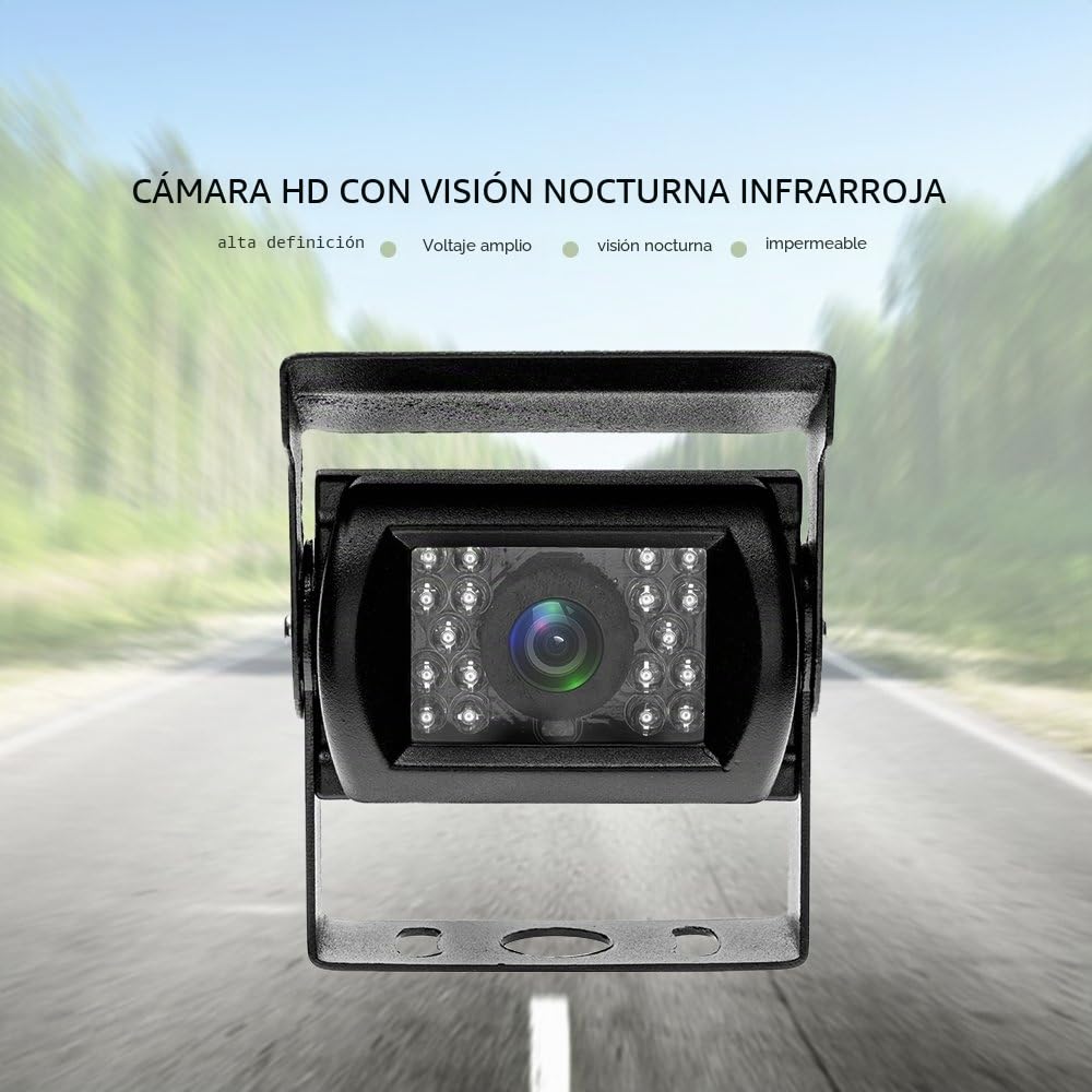 CAMECHO Cámara de Seguridad IR Visión Nocturna sin Línea de Guía sin Cambio de Color, Impermeable, 4 Pines, Conector de Aviación, Cámara de Visión Trasera para Bus/RV/Camión/Remolque