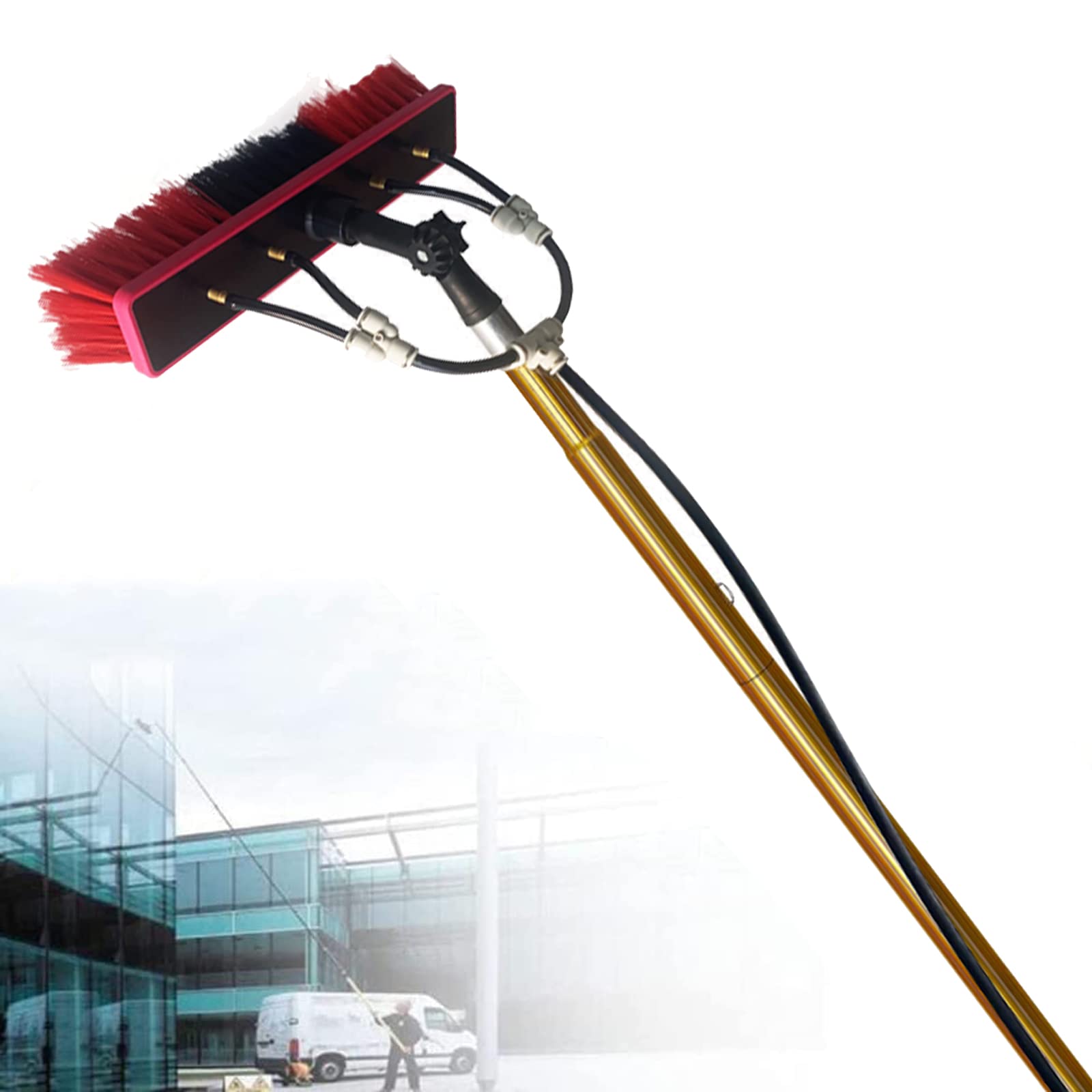 Aioneer Solar Panel & Window Cleaning Kit | Extendable Pole & Water Fed Telescopic Brush | Professional Window Cleaning Equipment For Roof & Conservatory Cleaning-35cm Brush -10M/33FT