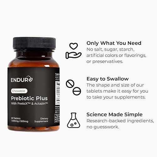 Miniatura 5 de Prebiotic Plus masticable con Actazin - Promueve la salud digestiva - 60 unidades Endurance Products Company