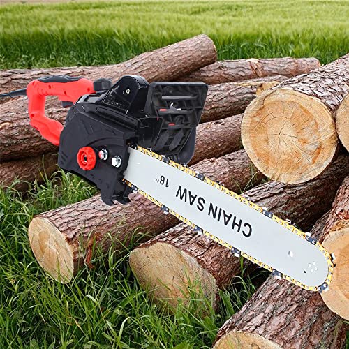 16 Pouces Tronconneuse Electrique, Tronconneuse Electrique Filaire 9 Dents Scie à Chaîne électrique Pour La Coupe Du Bois, Les Branches D'arbres, L'élagage, La Cour, Jardin