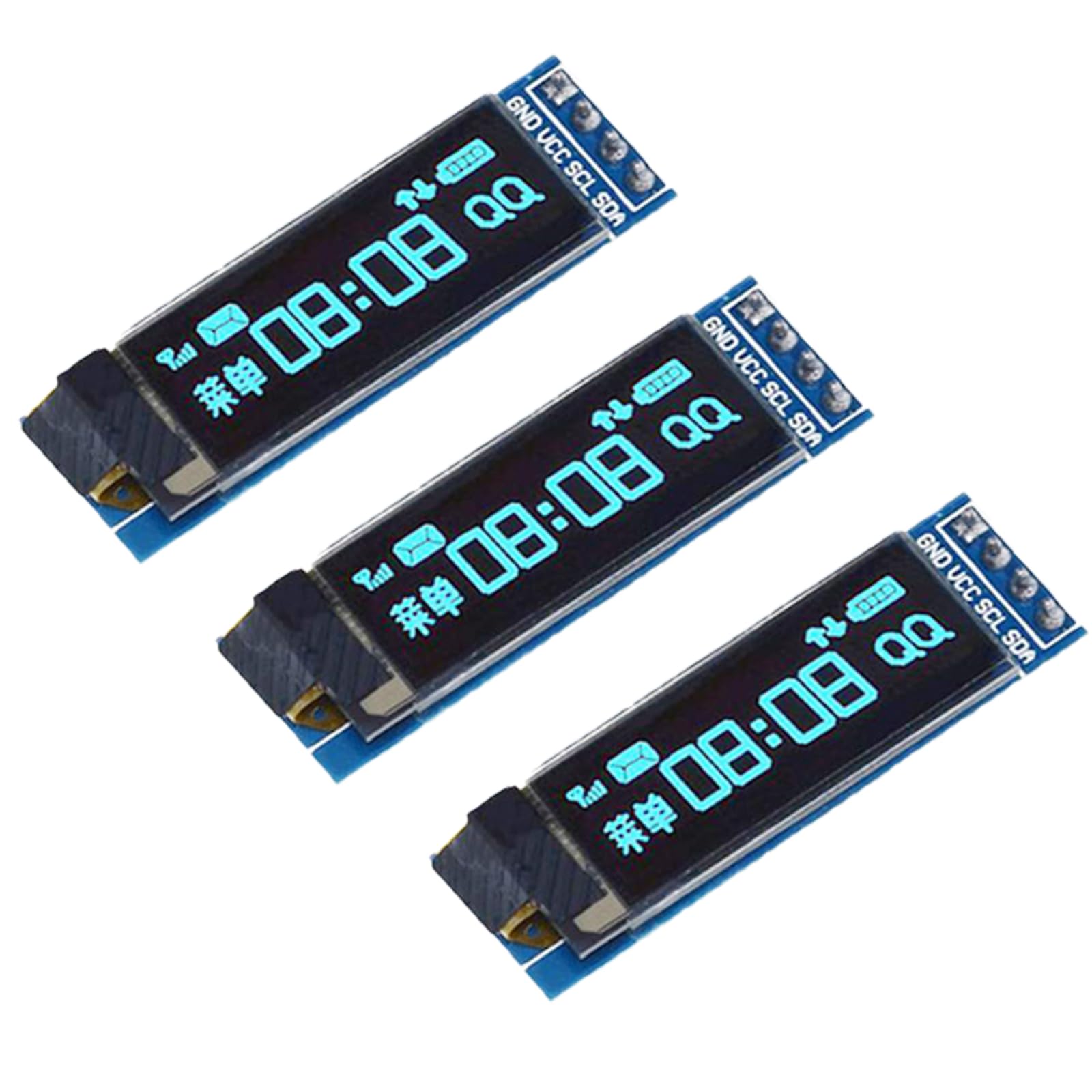3 szt. moduł wyświetlacza OLED LCD 0,91 cala | IIC 128 × 32 wyświetlacz LCD kompatybilny z Arduino i innymi mikrokontrolerami, 3,3 V, niebieski