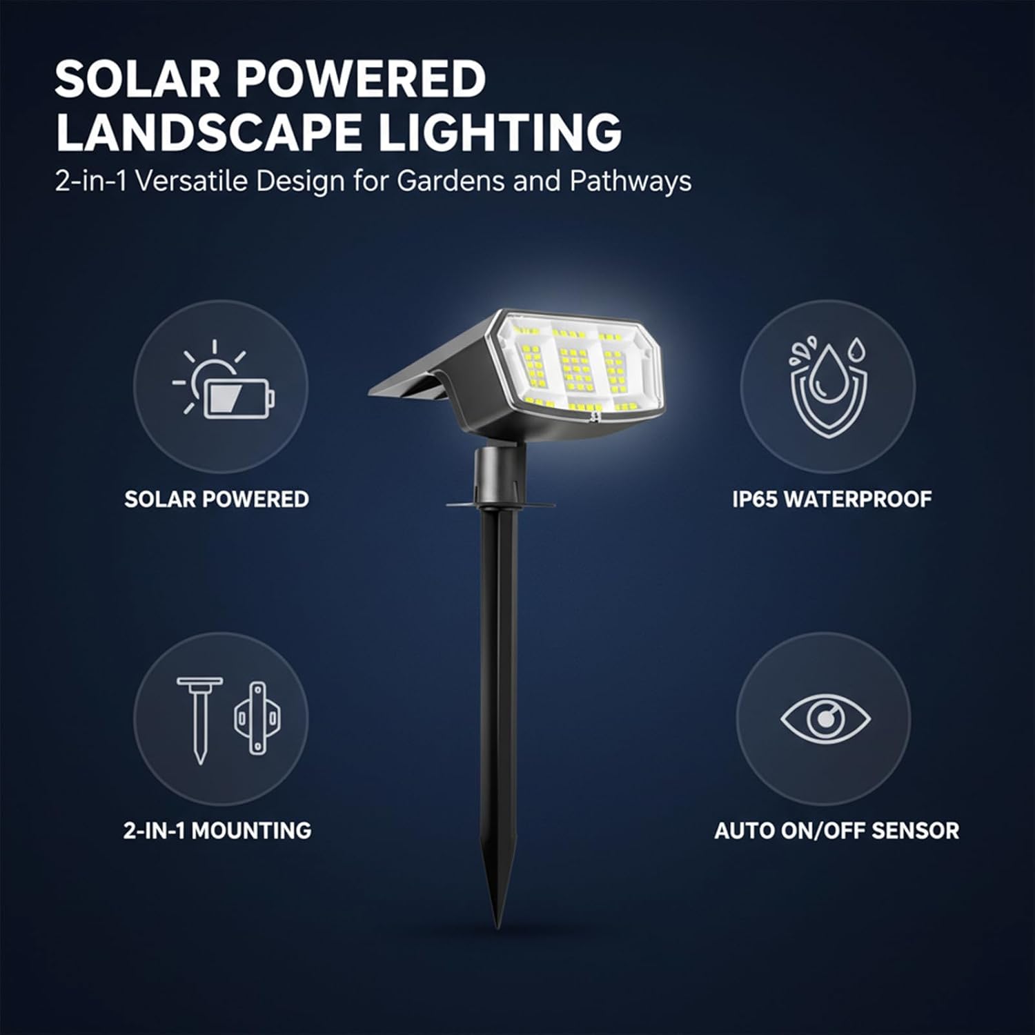 SakerPlus Solar Landscape Spotlights,Waterproof IP65, Solar Spot Lights Outdoor,2-in-1 Wall Lights & 2 Modes Solar Powered Landscape Spotlights for Pathway Garden Yard (4 Pack)