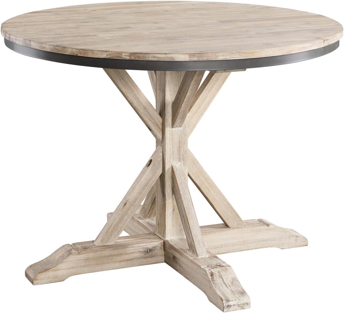 HomeStock Antique Accents Round Standard Height Dining Table - 42" D x 42" W x 30" H, Pedestal Base, Dining Room, 4 Seating Capacity, Indoor Table