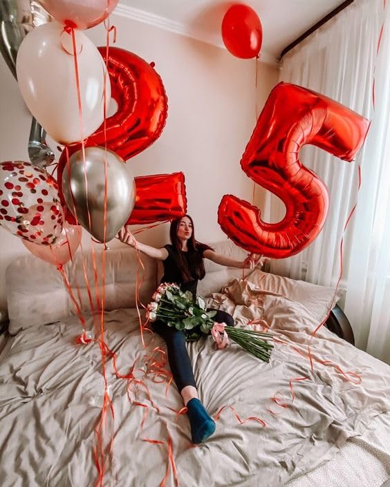 Image of Red Number 5 Balloon 40 Inch, 5th Birthday Party Decorations, Giant 5 Foil Balloon for Party Supplies