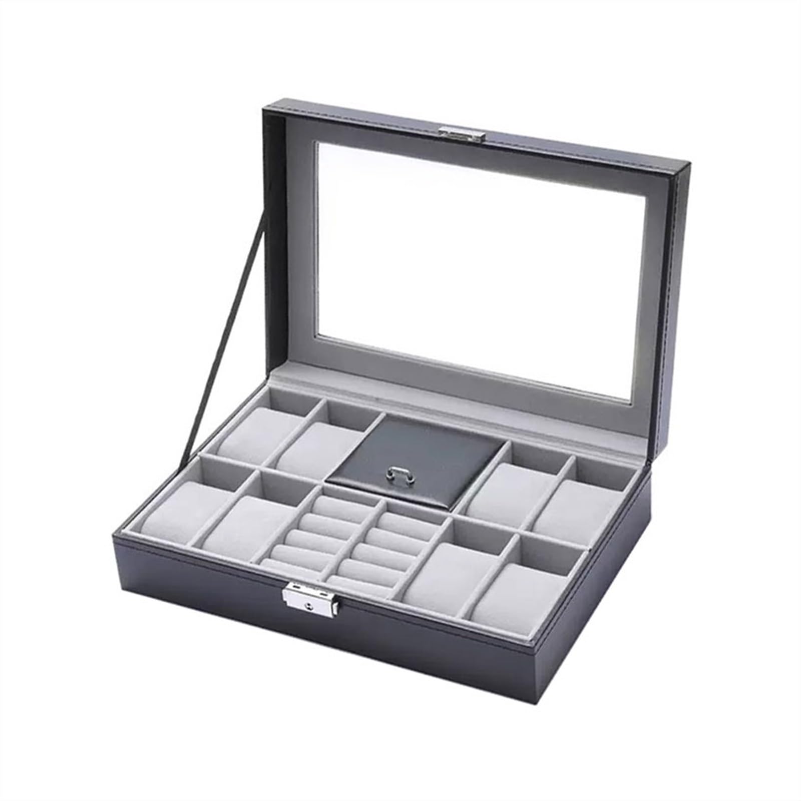ANVLOJRIH Watch Box Multifunctional Jewelry Storage Box Ring Watch Storage Box PU Leather Watch Stand Jewelry Display Box Watches Box(C)
