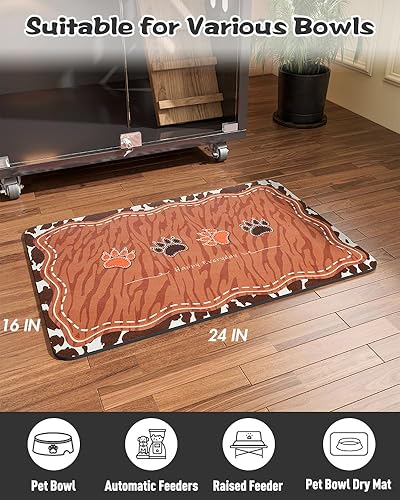 Miniatura 7 de MontVoo -Tapete de alimentación de mascotas, tapete absorbente para comida para gatos y perros, tapete para comida y agua, mantel individual para