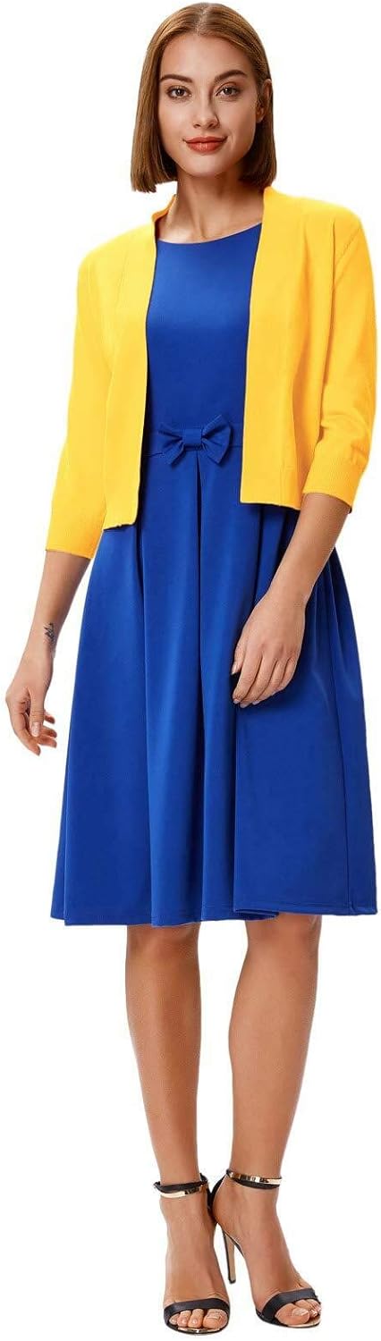 GRACE KARIN Women's 3/4 Sleeve Knit Cropped Cardigan Sweaters Open Front Bolero Shrugs Sweater Tops S-3XL - Image 3