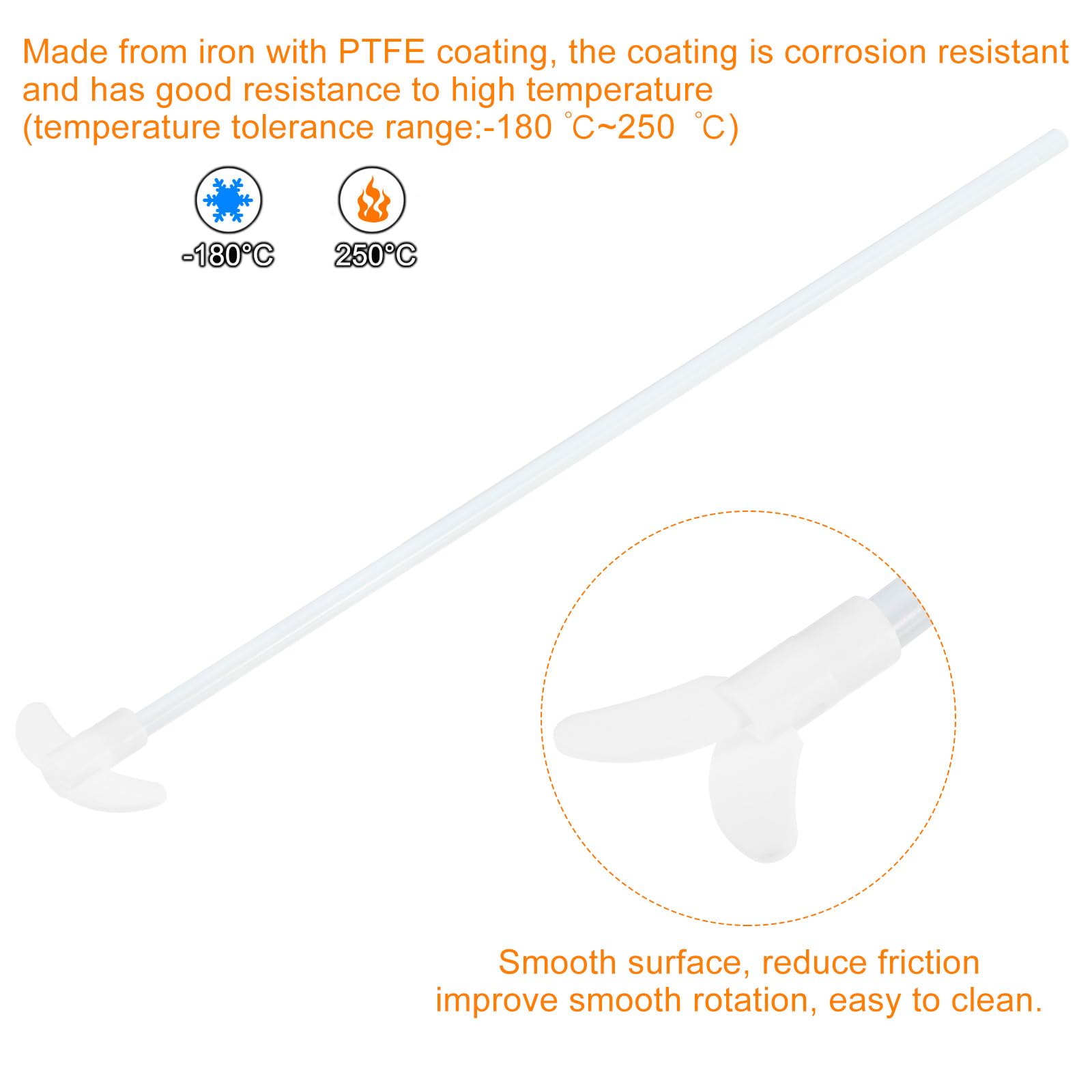 QUARKZMAN Varilla de Agitación Eléctrica de PTFE 400x65mm de Longitud para Agitador de Laboratorio