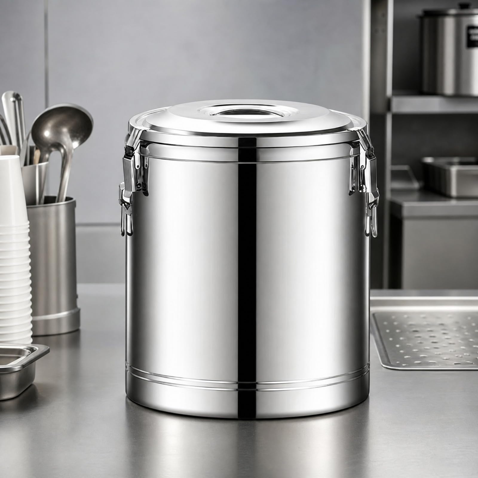 harayaa Contenitore Termico con Coperchio e Manici Isolante Contenitore Termico in Acciaio Inox Ermetico Portabibite Isol per Operri Ristorazione, 30, 3 Rubinetto W