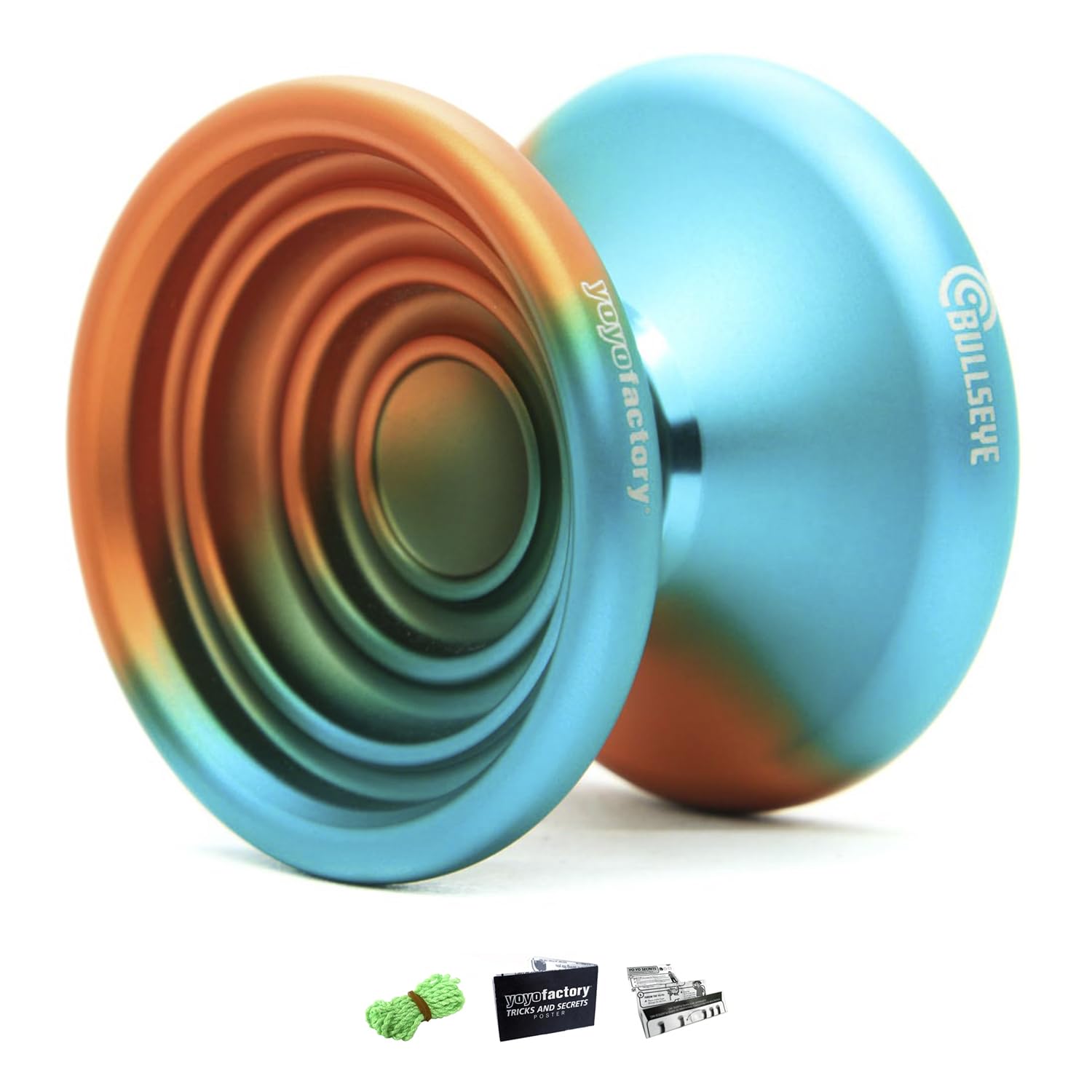 YoYo Factory Bullseye Metal Yo Yo – Professional Unresponsive Trick YoYo | Magic YoYo Style DNA Yo-Yo for Kids, Teens & Advanced Players - Orange / Teal