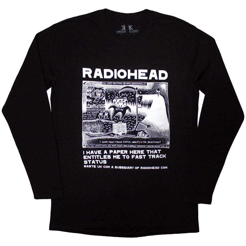 Radiohead Ice Caps Band Logo Long Sleeve T Shirt L Black
