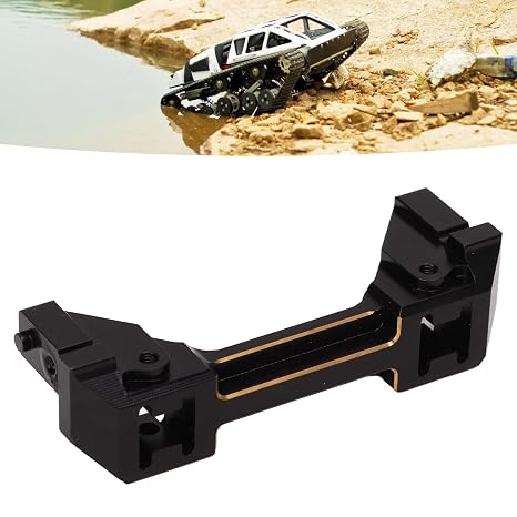 RC Rear Bumper Mount Bracket, Brass Replacement for RGT EX86190 LC76 1/10 RC Crawler, Black Hard Coated Durable Bumper Mount with Screws for Off - Road Performance