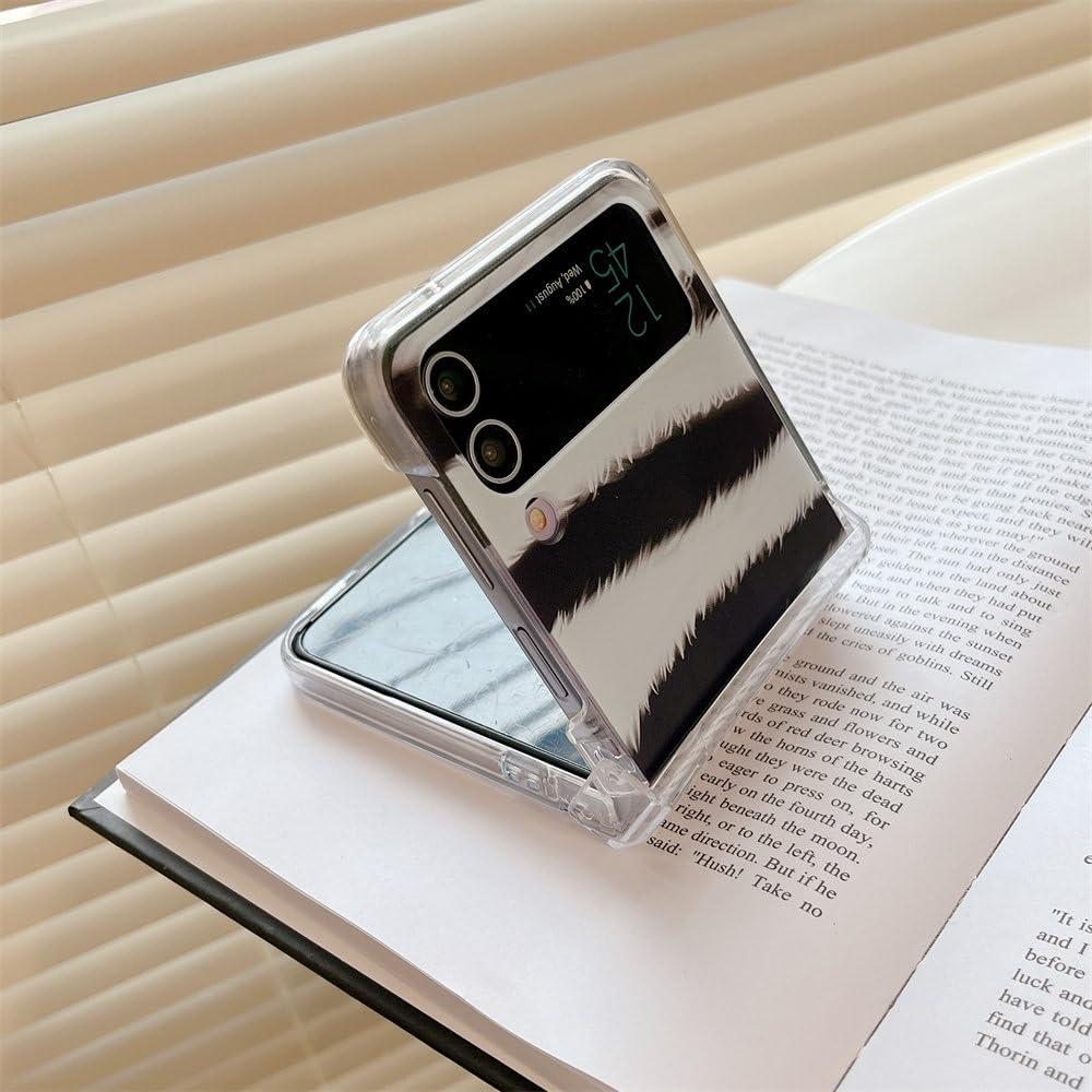Funda de Lujo con Rayas de Cebra para Samsung Z Flip 4 Z Flip3 para Samsung W23 FILP Funda rígida Ultrafina para Galaxy Z Flip 3 Z Flip4, BanMaWen, para Samsung Z Flip 4