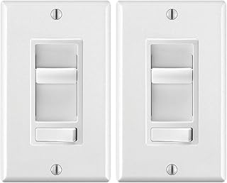 Leviton Decora SureSlide Universal LED Dimmer, 600W-120VAC Incandescent and 150W-120VAC Dimmable LED and CFL, 60Hz, Single Pole and 3-Way - White, 2 Count (Pack of 1)