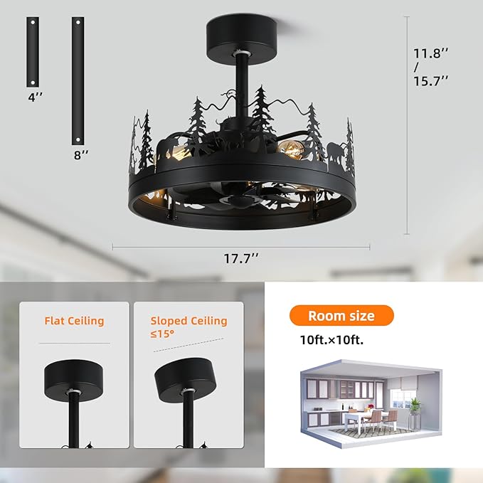 Ventilador de Techo 18 Pulgadas con Luz y Control Remoto, 11 miniatura 2