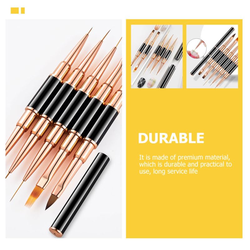 minkissy 5Pcs Nail Art Liner Brushes Set Resistant Fine Tip Gel Painting Pens Professional Manicure Liner Tools for Thin Lines, French Tips