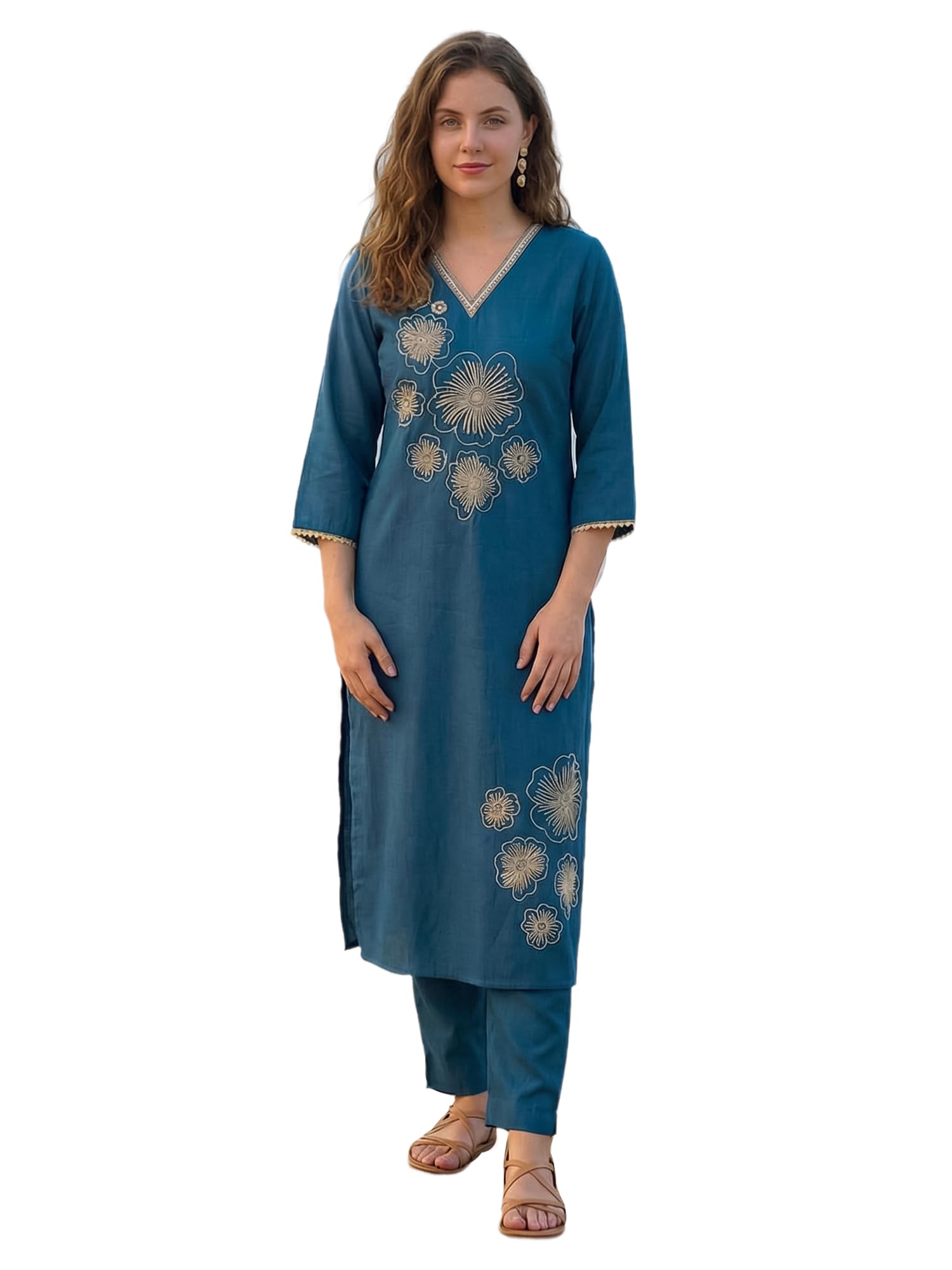 indo era Women's Ethnic Wear Straight Kurta Set with Pants | Women Kurti Pant Set-picture-53
