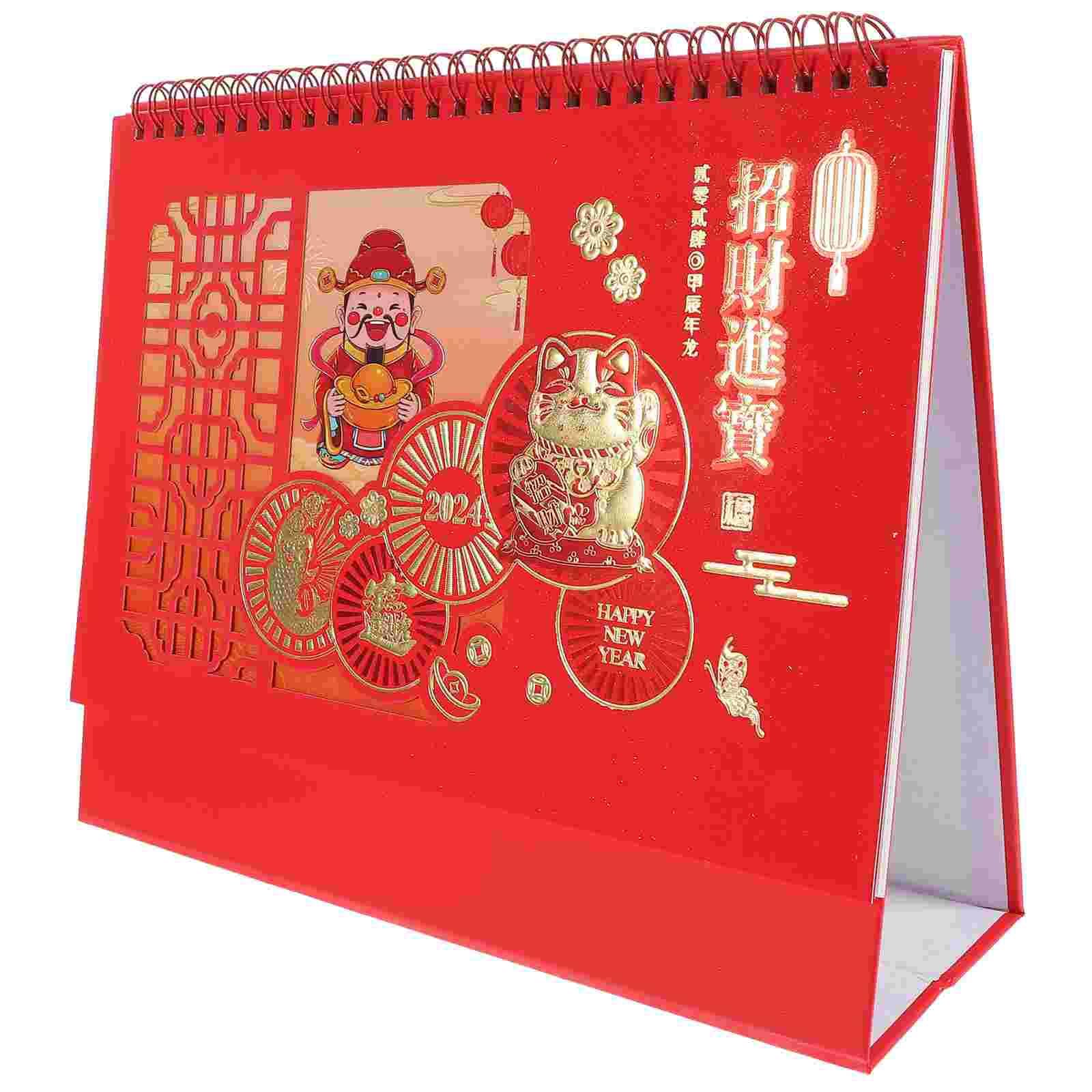 Calendario 2024 mensile da scrivania, decorativo, per casa e ufficio, decorazione da tavolo (rosso 3)