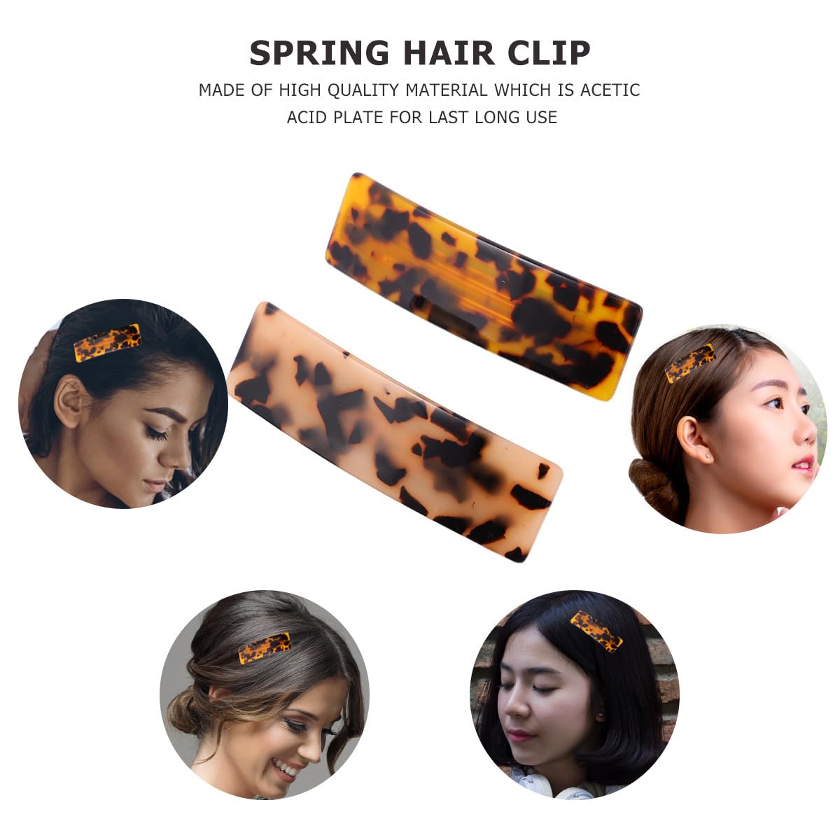 BETOOKY 2 Pcs Fashionable Pigtail Spring Hair Clips Set Chic Tortoiseshell Hair Barrettes for Women and Suitable for Daily Styling and Casual Wear