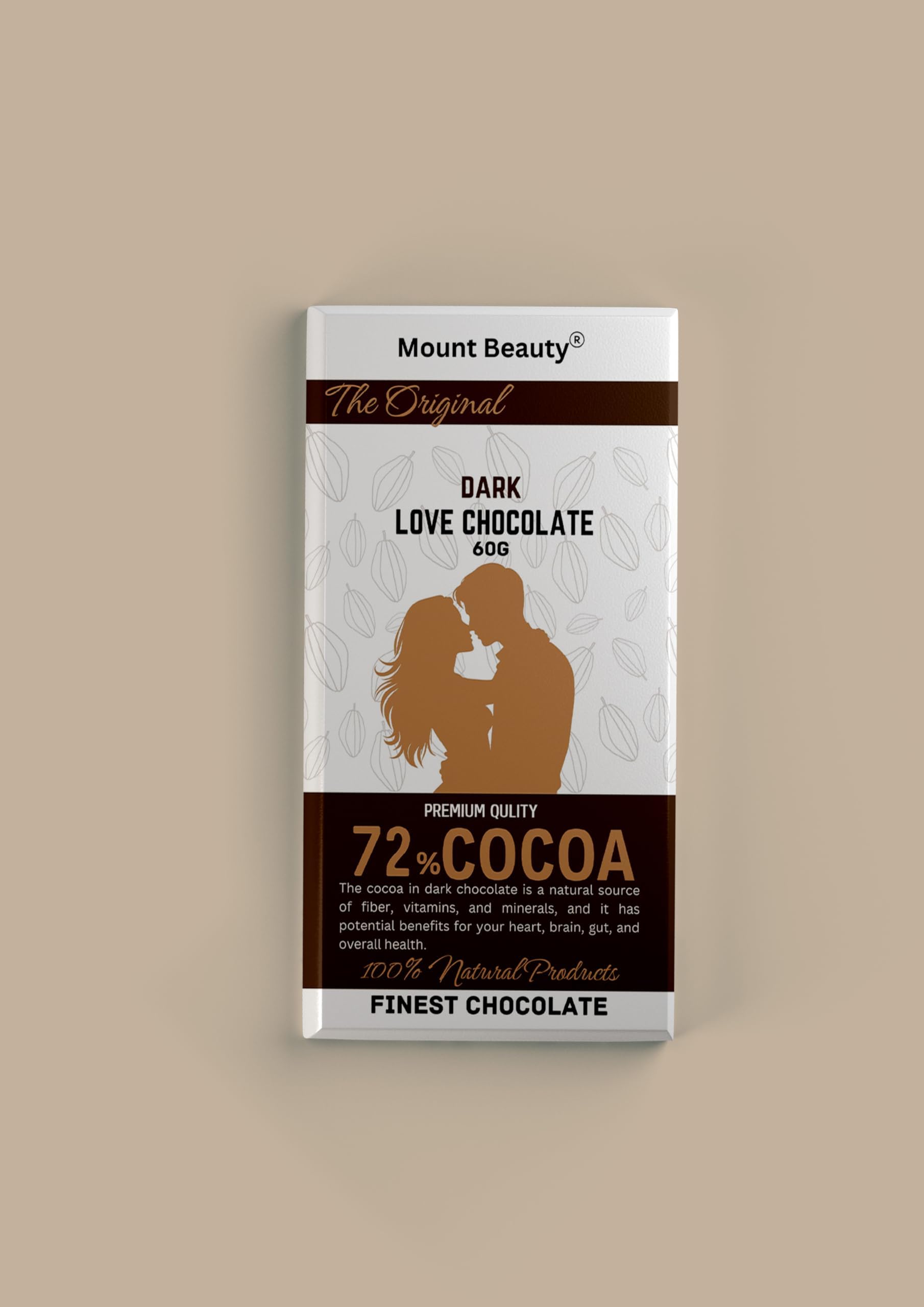 Mount Beauty Chocolate Bars (1 Box) | Dark Chocolate Bar to Improve Mood & Performance | Vitality, Arousal and Energy | Vegetarian, Gluten-Free for Men & Women