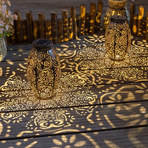 Owl Outdoor Solar Lanterns, Large Hanging Solar Lantern Outdoor Lights Decorative Waterproof For Garden, Patio, Yard, Lawn Ornaments (2Pack, Bronze) #TOP22