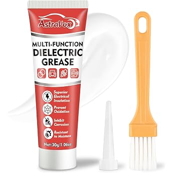 AstraVox Dielectric Grease with Brush Silicone Grease for Electrical Connectors Spark Plugs O-Rings Automotive Marine Insulation Protection Waterproof and Heat Resistant 1.06 oz 1