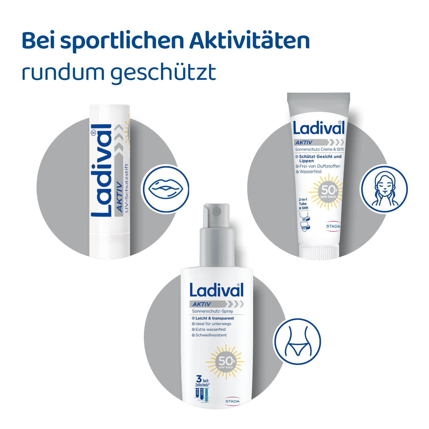 Ladival SPF 50+ - Protezione solare per labbra secche, delicata pelle delle labbra, con olio di jojoba, idratante, impermeabile, protezione UVA e UVB, 4,8 g
