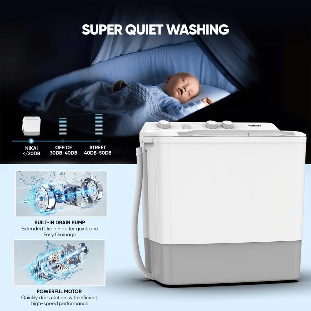 Pro | Nikai 7KG Semi Automatic Twin Tub Washing Machine | Quick Wash, Rust Proof Body, Powerful Pulsator, Silent Operation | Energy Efficient Laundry Washer - NWM0900SPN24 | 2 Year Warranty 2026 - view 5