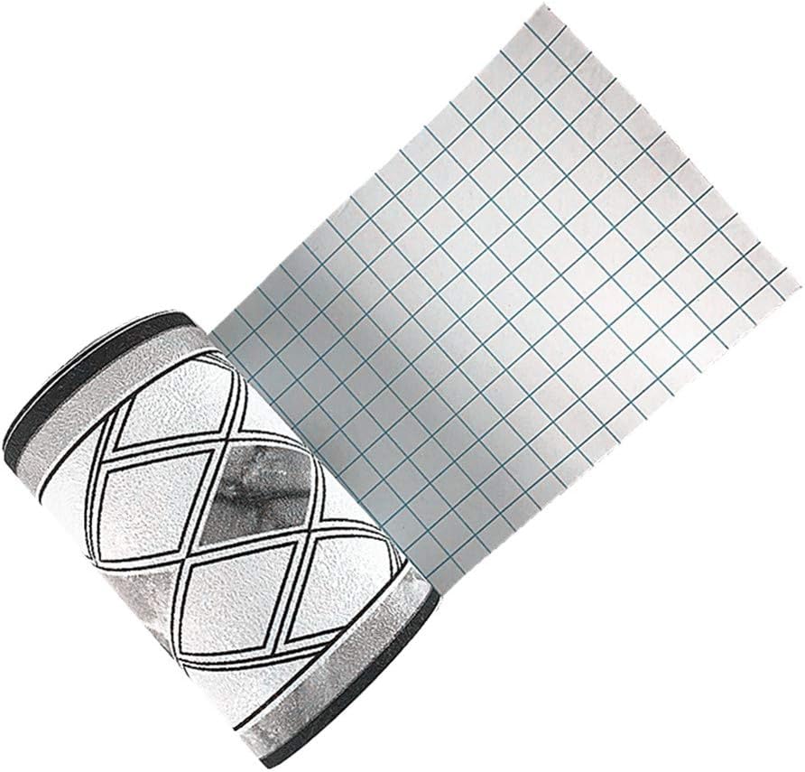5 Meters Rhombus Grid 3D Self Adhesive Peel and Stick Waterproof Wall Border Easy to Apply 4 Inch by 16.5 Feet (Black)