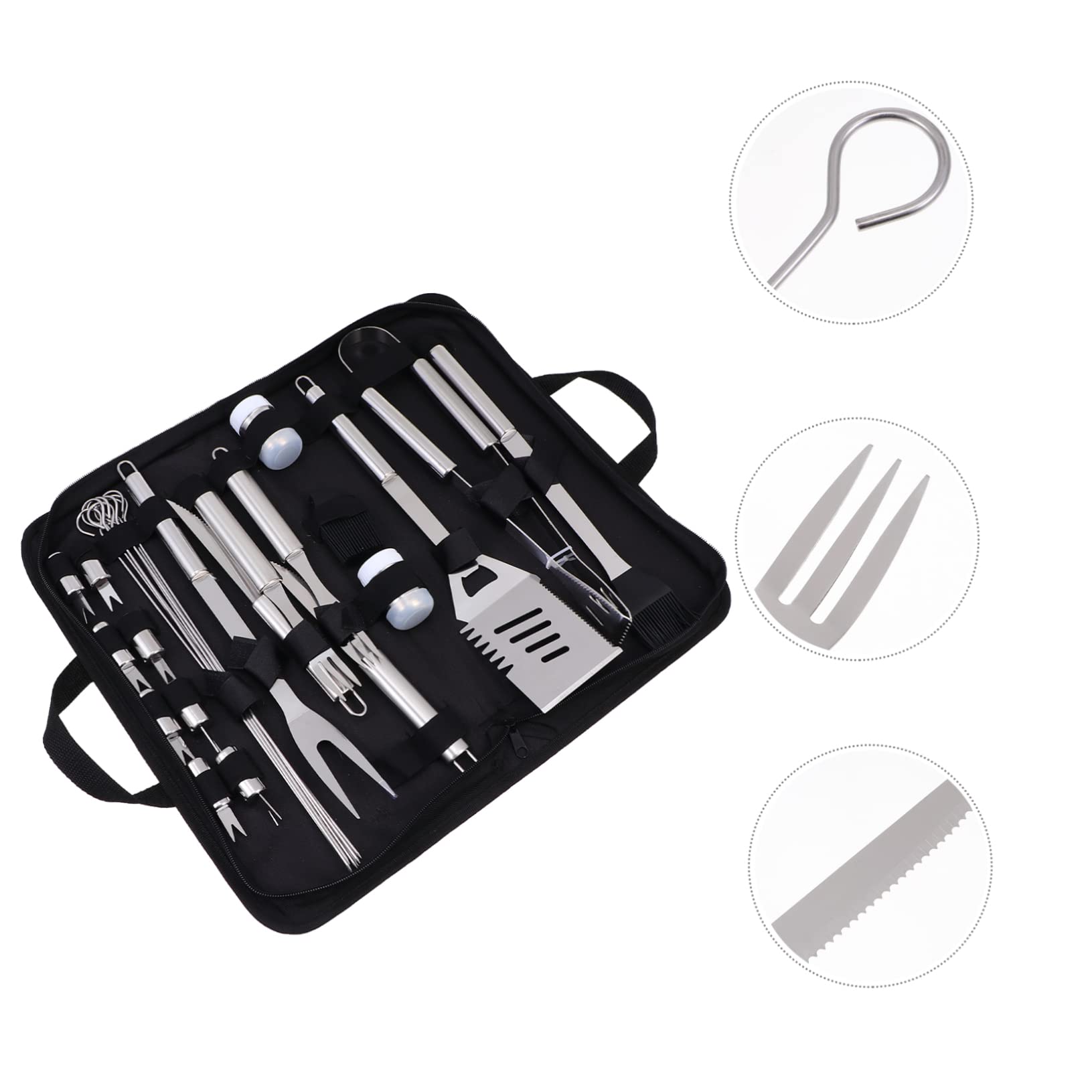 1Set Kit Utensili Bbq Portatili Inossidabile Set Completo per Barbecue All con Oxford Accessori per Grigliate Picnic e