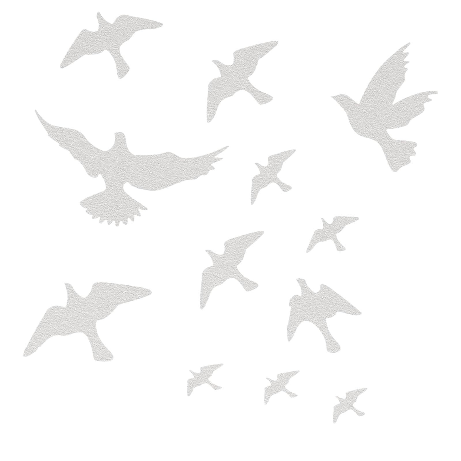 Pangboer Multicolor Of 12 White Bird Protective Window Sticker Pvc Adhesive Glass Door Decal Cling Help Birds From Hitting Window Bird Strikes Sticker