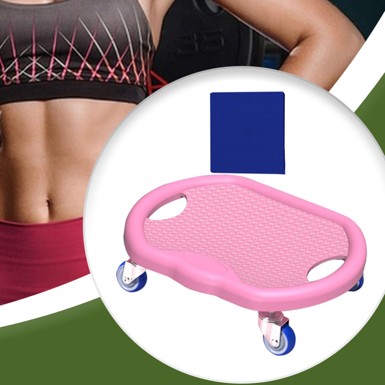 Ab Roller - trening brzucha w domu, cicha deska z matą, mocny PCW + stal nierdzewna, spalanie tkanki tłuszczowej na całe ciało, kontrola masy brzucha, siłownia lub do użytku domowego, 30 x 30 x 8 cm