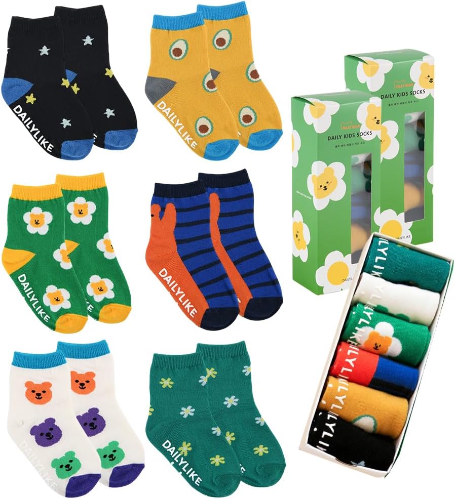 Baby Boys Girls Non Slip Grip Ankle Socks with Anti Skid Grippers for Infants Toddlers Kids 6 Pairs