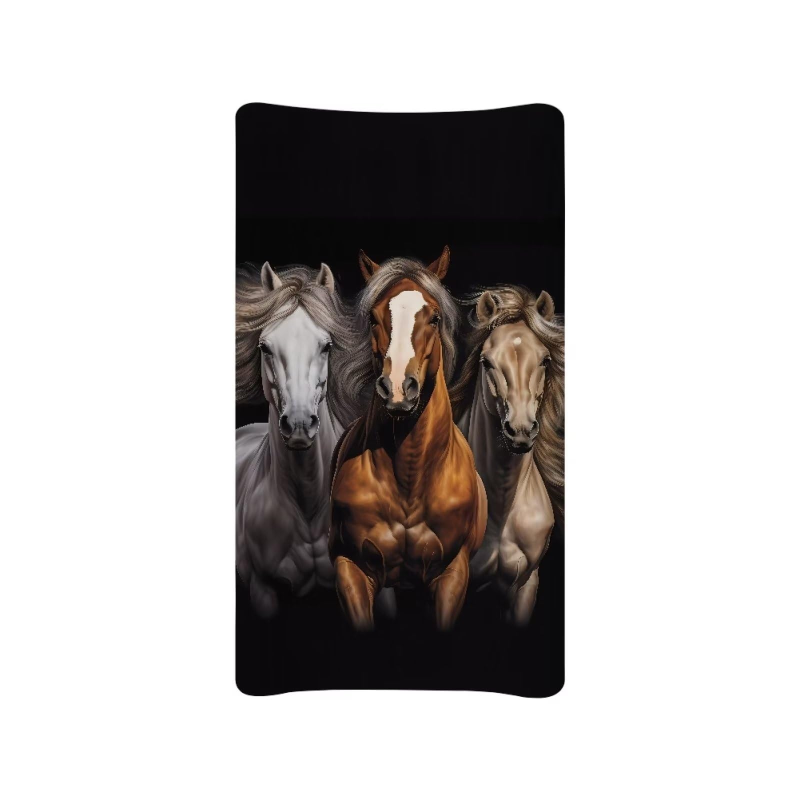 Guosanchn Black Horse Changing Pad Covers,Nursery Diaper Changing Pad Sheets for Boys Girls Black Horse Breathable Stretch Changing Table Mat Sheets Cover 32''x16'' — image 1