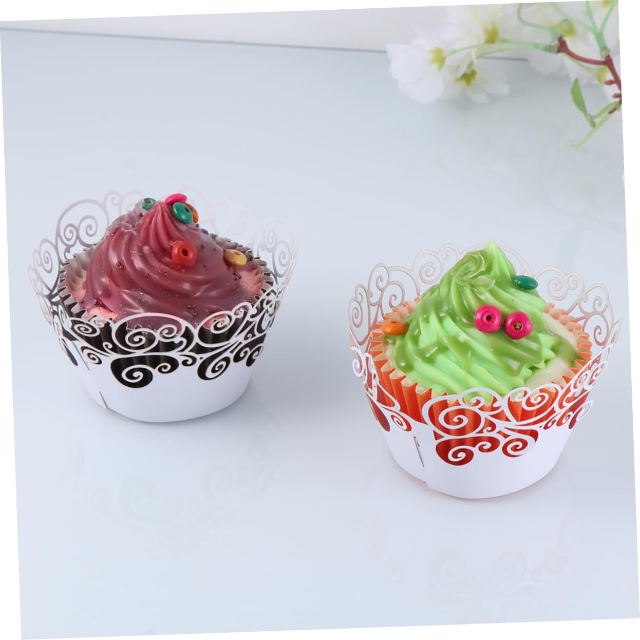 LABRIMP 180piezas Cupcake Wrappers De Diseño Resistentes Altas Tartas Bodas y Cumpleaños