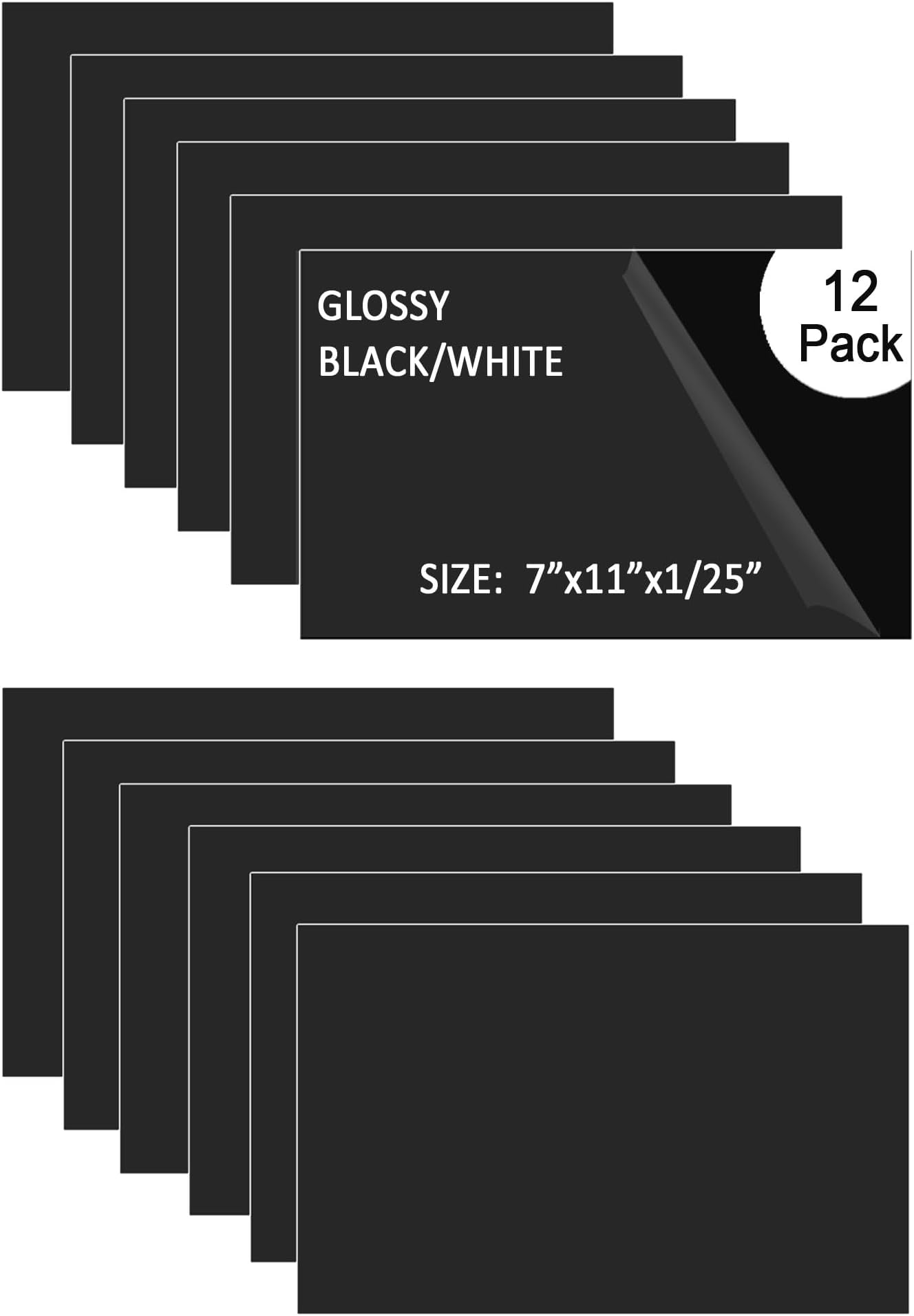 Engraving Blank Materials ABS Double Color Plastic Sheet, Black/White (7" x 11" x .040", 12 Pieces) for Interior Signs, Badges.