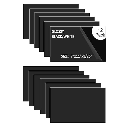 XLNT TECH Lámina de plástico ABS de doble color de materiales en blanco, color negroblanco (7 x 11 x 0.040 pulgadas, 12 piezas) para letreros