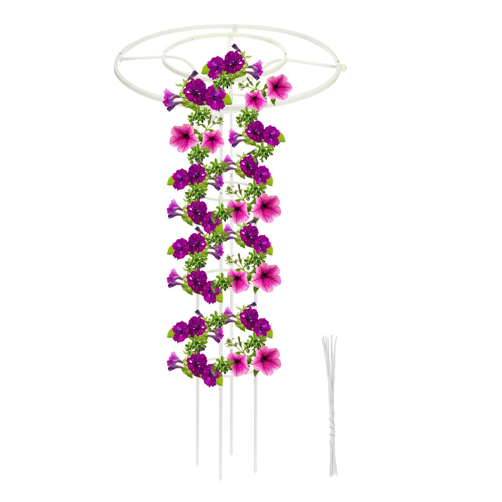 PATIKIL Garden Trellis for Climbing Plants Outdoor 150cm Vertical Metal Umbrella Plant Trellis Tower Frame for Vine Vegetable Fruit Flower Support Indoor,White