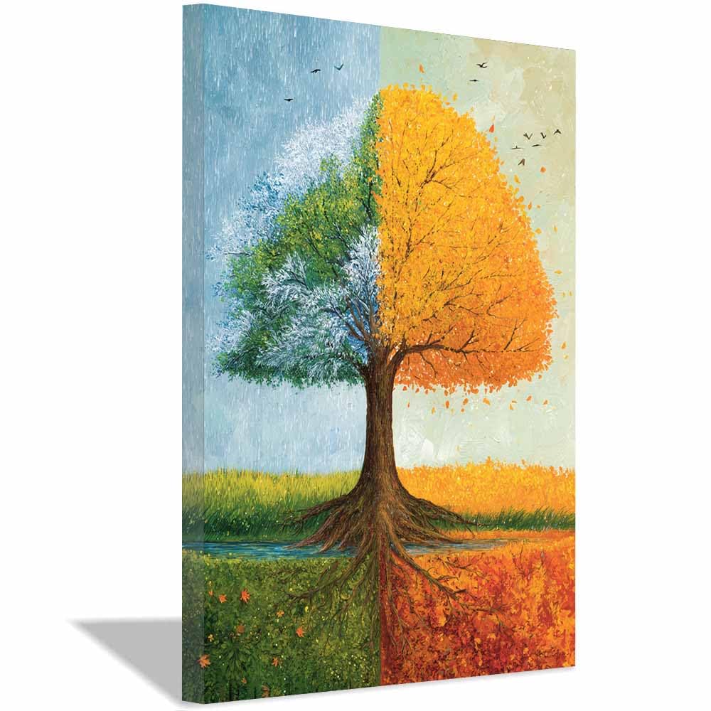 HOQIU Canvas Wall Art Whitese Blossoms art tree poster, landscape wall art, for Living Room Bedroom Bathroom.(Multicolor)-70x100cm Framed