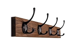 Wall Mounted Coat Hook Rack with 4 Hooks for Entryway, Bedroom, and...
