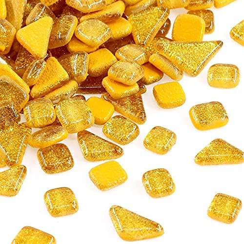 200g Glass Mosaic Tiles Glitter Crystal Square and Triangle Mosaic Stones Glass Pieces for Home Decoration or DIY Crafts(Black)