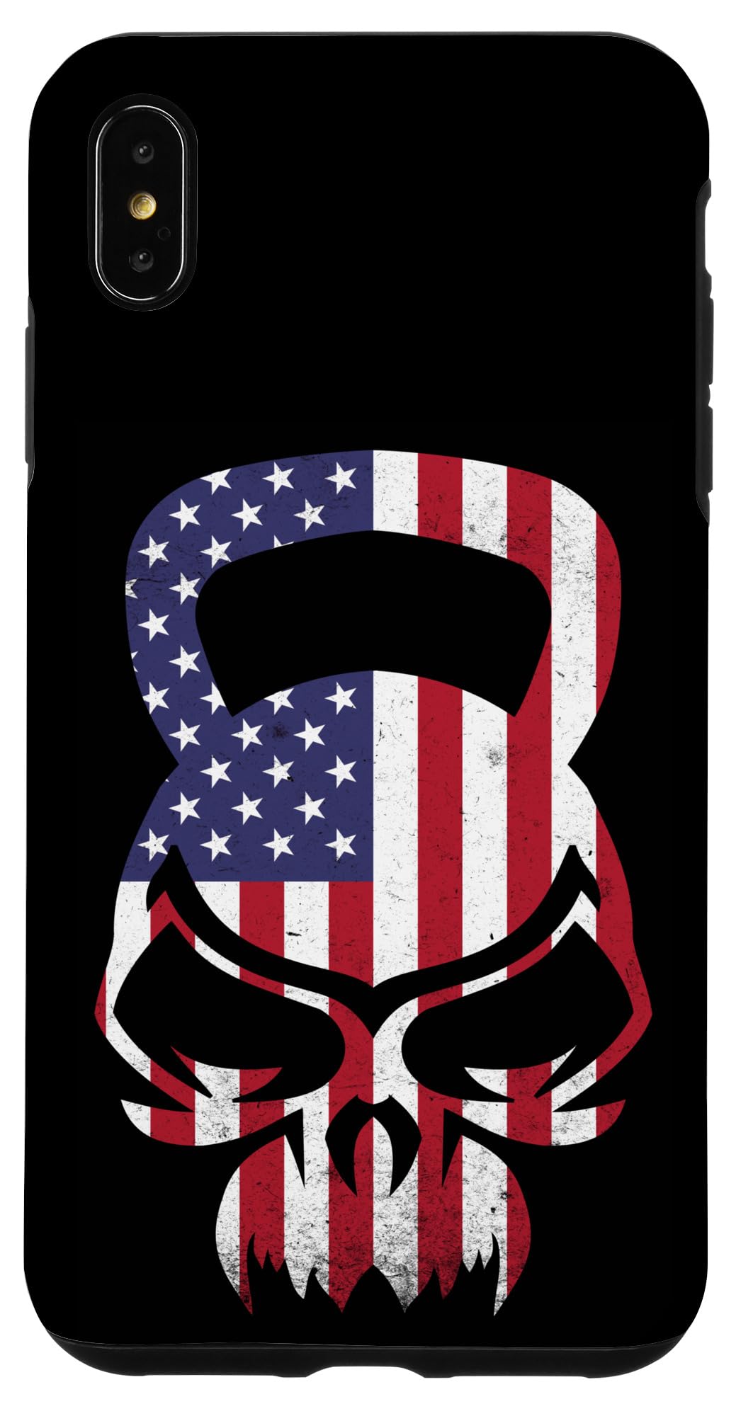iPhone XS Max US American Flag Kettlebell Skull Fitness Exercise Gym Case