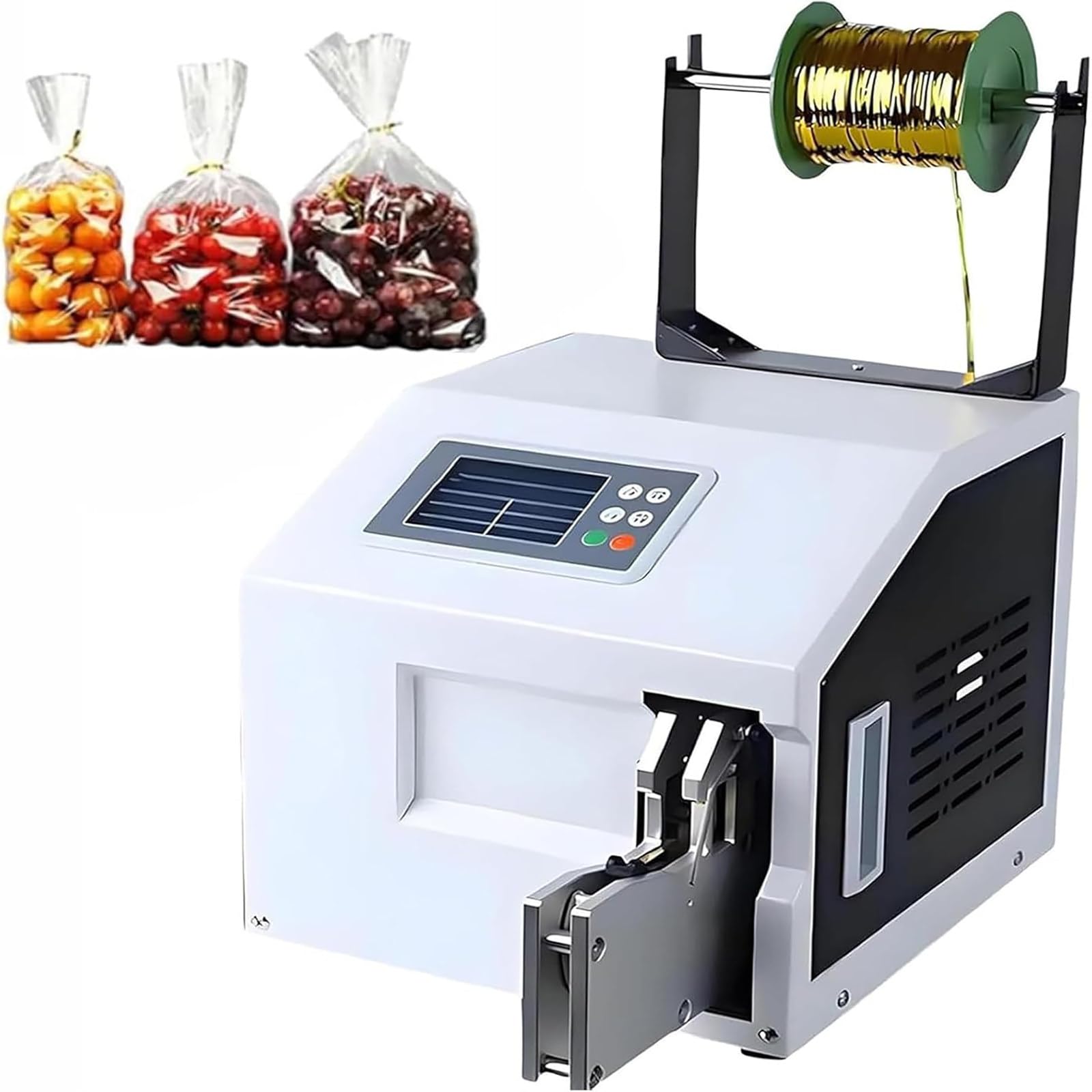 Yniyujkl Gold Automatic Twist Tie Machine With Metallic Wire, Semi-Automatic Sealing Equipment For Bundling And Closure